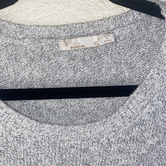 prana chunky cable Sweater Crew Neck Woman's XL Baggy Oversize EUC gray - Picture 3 of 8